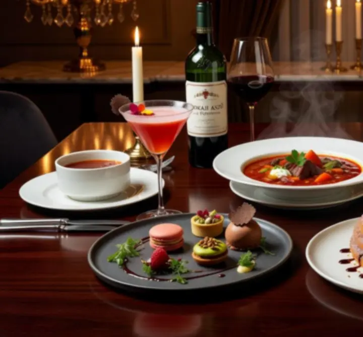Gourmet tálalású fogások és különleges desszertek a WE-FA 2003 Kozmetikai és Fodrászcikk Kereskedelmi Korlátolt Felelősségű Társaságétteremben.