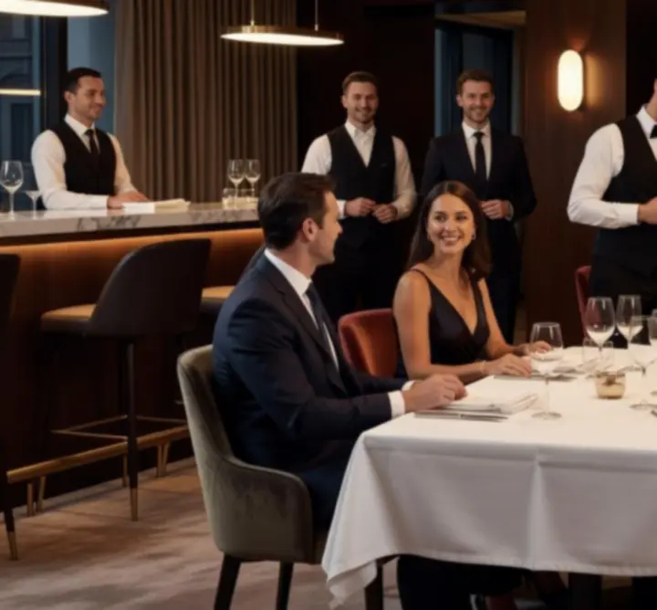 Prémium éttermi és póker lounge hangulat a WE-FA 2003 Kozmetikai és Fodrászcikk Kereskedelmi Korlátolt Felelősségű Társaság-ban, elegáns asztalokkal és meghitt fényekkel.